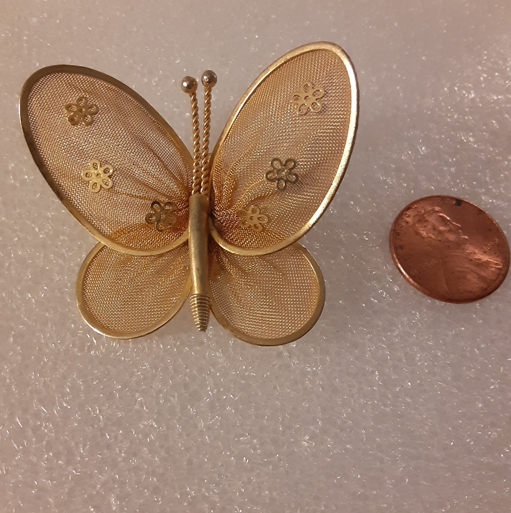 Vintage Mesh Butterfly Pin / Brooch